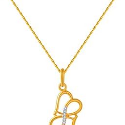 p.c. chandra jewellers 14k (585) Yellow Gold and American Diamond Pendant for Women-picture-16