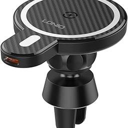 AC Vent Magnetic Car Mobile Holder with Wireless Charger Compatible for Magsafe iPhone 16 15 14 13 Pro Max/Galaxy S25 S24 | Car Charger Phone Holder Magnetic | 15w Fast Wireless Charging-image-82