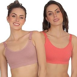 Seamless Non Padded Adjustable Strap Sports Bra Pack of 2-image-72