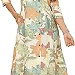 Latest Floral Print A-Line Dress for Women Stylish Summer Printed Rayon Dress for Women Modern & Chic Design New 2025 Collection|New Button-Down A-line Dress-1
