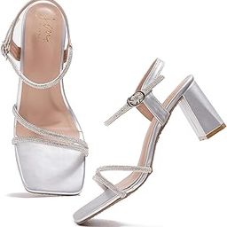Women's Spark Block Heels – With Sparkling Silver Rhinestone Embellishments Heel for Weddings, Party office, brunches-image-75