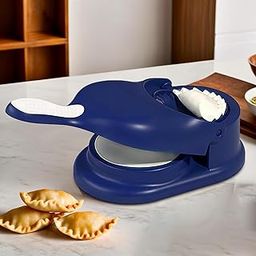 Kuber Industries 2 in 1 Momo & Gujiya Ghughra Dumbling Pressing Machine | Plastic Kolukattai Maker Mould for Kitchen | Puri, kolukattai, karjikai & Kadabu Maker Mold | Blue-6