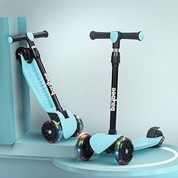 GoodLuck Baybee Zoomie Kick Scooter for Kids, Foldable 3 Wheel Kids Scooter with 4 Height Adjustable Handle & Brake, Skate Scooters with LED PU Wheels, Runner Scooters for Kid 3 to 8 Years (Blue)-image-93