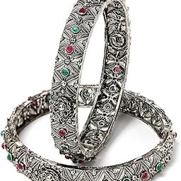 Traditional Gold Plated Red And Green Kada Bracelet Bangle Jewellery Set for Women & Girls-14
