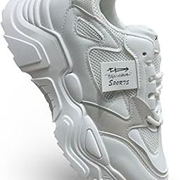 N P Style Chunky Platform Sports Sneakers, White Mesh Athletic Shoes with Thick Sole, Fashion Running Trainers-image-36