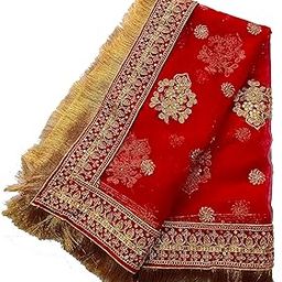 Women Net Red Bridal Dupatta With Border 2.05 Mtr-picture-37