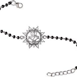 925 Sterling Silver Chain Bangle/Bracelet, Anvaya Fine Ganesha Shubh Mangalsutra, Well Stamped with 925, Indian Oxidized Silver Bracelet, Chain Bracelet, Women Accessories-image-68