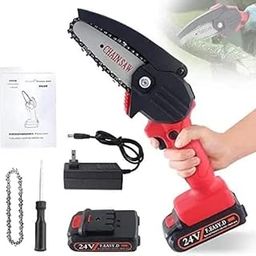 Teksbar Mini Chainsaw Cordless Power Electric-Chain-Saws - 4 Inch Battery Power Chainsaw Small Portable One-Hand Handheld, 24V Rechargeable Operated for Tree Trimming and Branch Wood Cuttinge-picture-25