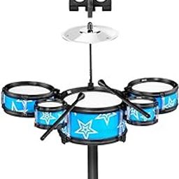 CALANDIS™ Simulation Kids Drum Toys Playset Jazz Drum Kits for Kids Boys Blue with Chair | Sets & Kits | Drums | Percussion-13