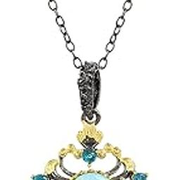 Natural Larimar & Blue Topaz Ethnic Wear Designer Handmade Piece 925 Sterling Silver, Black Rhodium, Gold Plated Pendant Jewelry For Bridesmaids ASG-261-picture-32