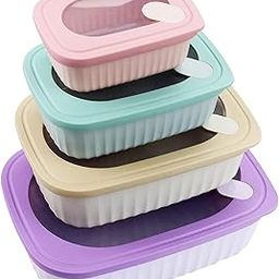 Jumix Set of 4 Food Storage Container with Lids Plastic Cook Storage Mixing Bowl Set Nesting Airtight Meal Prep Food Container Rectangular Set for Fridge Freezer Microwave-32