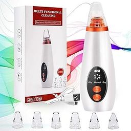 SBM MART 6 in 1 Multi-function Blackhead Remover Tools | Electric Derma suction Machine | USB Rechargeable Acne Pimple Pore Cleaner Vacuum tool - Facial Cleanser Device for Nose & Skin Care (White)-picture-16