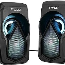 ATORSE Mini USB Wired Computer Speakers with LED RGB Light Bass Stereo-11
