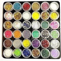 Mclear 3D Nail Art Charms Glitter 36 Pcs Nail Art Laser Glitter Sparkling Powder Dust Multicolor Glitter Nail Art Decoration-image-5