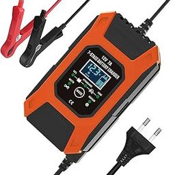 Car Battery Charger 12V 7Ah | New Upgrade 7-Stage Automatic Pulse Repair Battery Charger & Maintainer for ATVs/Golf Cart/Motorcycle/Car/Yacht Mower and More (Red)-18