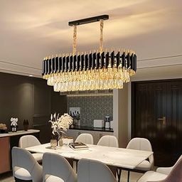 AYRIV Oval Crystal Chandelier with K9 Crystals,Chandelier for Living Room Modern Ceiling Light Jhumar for Hall Light for Living Room (Oval Black-Gold, 800 * 300mm)-image-21