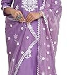 Women's Solid Color Kurta Set with Dupatta - Straight Fit | Silk Blend Fabric | Placement Embroidery on Neck | Organza Dupatta with Booti Work | Straight Pant with Side Pocket & Hem Embroidery-9