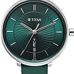 Neo Analog with Day and Date Green Dial Green Color Leather Strap Watch for Women-image-57