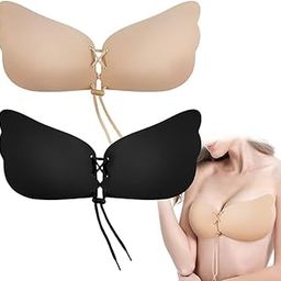 Women's & Girl's Silicone Gel Self-Adhesive Stick On Push Up Strapless Nylon & Spandex Strapless Silicone Wire Free Strapless Bra Beige-picture-17