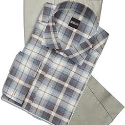 Men's Unstitched Cotton Beige Checkered 1.5 Meter Shirt Solid 1.25 Meter Khakhi Trouser Fabric Combo-11
