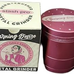 Stash-Pro Crushers Metal Solid Herb Grinder | Herb Crusher Machine Roller Joint Crashers (Pink Large 63MM)-image-77