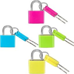 CNB 4 Pcs Suitcase Locks with Copper Keys | Multicolor Mini Padlocks for Luggage, Backpacks, Boxes, Cabinets & Laptop Bags | Durable Travel Locks for Security-picture-0