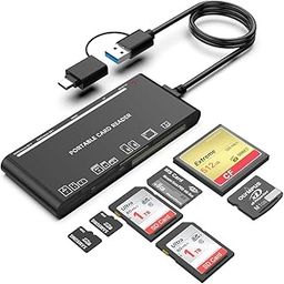 7 in 1 Multi Memory Card Reader USB C USB3.0 Multi Card Reader for SD TF CF XD MS,SD Card Reader Adapter for for iPhone/iPad/MacBook/Samsung/PC Plug and Play, Black-78