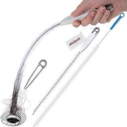 Haojiaho 2Pcs Upgraded Sewer Drain Brush Set, 24" 28" Sink Drain Overflow Cleaning Brush, Bendable Long Pipe Cleaners Flexible Cleaning Tool, Household Sewer Hair Catcher with Cleaning Forceps-picture-12