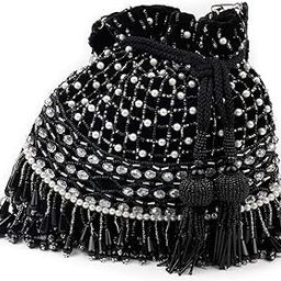 Women Gorgeous Black Beaded Statement Potli Bag-image-31