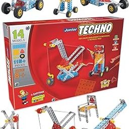 SARTHAM Junior Techno, 8 to 12 Years, DIY Educational kit, Engineering Tool kit Toy, 1 Set STEM Learning Metal Toy, Gift for 8+ Year Old boy and Girl, 115+ Pieces Puzzle and 14 Models | Multicolor-13