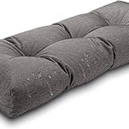 MILLIARD Premium Cotton Bench Cushion – Plush, Lightweight Chair Pad for Indoor/Outdoor, Home Office, and Garden Bench Decor – Versatile, Jute Fabric (36x18x4 inches, Grey)-image-18
