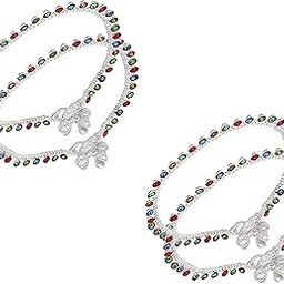 Stylish Indian Traditional Anklet Metal Alloy Painjan Payal -Pair Leg Chain for Women & Girls-36