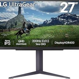 LG 27GS85Q Ultragear Gaming Monitor, 27", QHD, 2560 x 1440, Nano IPS, 1ms (GtG), 180Hz (O/C 200Hz), NVIDIA G-SYNC Compatible, AMD FreeSync, HDR 400, Tilt/Height/Pivot Stand, HDMI, DP, HP Out, Black-picture-12