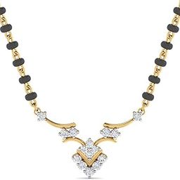 14/18K BIS Hallmark Yellow Gold and certified Diamond Tanmaniya Mangalsutra for Women-image-41