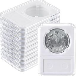 OFIFO® 10Pcs Coin Holder, 35mm Dia Coin Album Holder, Coin Box Collectable Coin Storage Box Clear Coin Holder Organzier for Coin Collection 5.9x8.5cm-15