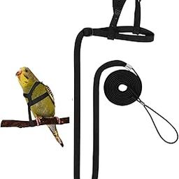 Bird Harness, Bird Toys, Bird Harness for Parrot, Walking Harness, Parrot, Adjustable and Durable Training Leash, The Rope for Outdoor Training, Safe and Comfortable, Black-5