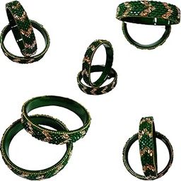 Fnacy Bangles Pair with Fine Beads and Rhinestones-image-0