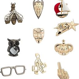 Set of 10 Metal Lapel Pins/Brooch for Mens Suit (Multicolor) KN-2018-CMB-158-18