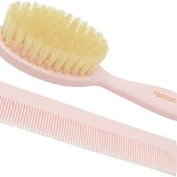 Parcelona French Grooming Combo Light Pink 6" Celluloid Soft Natural Silk Bristles Baby Brush and Comb for Girls and Toddlers Styling Girls Hair Accessories-5