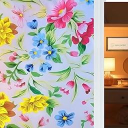 WALLVIBE Decorative Glass Film Window Film for Glass Film for Windows Privacy Decorative Window Sticker Wallpaper Vinyl Sheet for Glass Door, Bathroom, Home, Sparkling Flowers (12X50INCH)-image-80