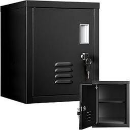 Suzile Metal Lockable Steel Storage Cabinet Organizer with Shelf (Black)-17