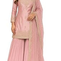 Women's Designer Jimmy Choo Organza Sharara Suit Set with Embroidered Sequin Work-image-60