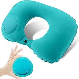 Homaxa Inflatable Travel Pillow – U-Shaped Neck Support Cushion with Built-in Pressure Pump, Ergonomic Air Pillow for Car, Flight, Office – Compact & Lightweight – Malachite Green-picture-23