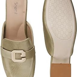 Women's Stylish Back Open Mules | Slip-On Casual & Office Wear Shoes | Soft Cushioned Sole with Metal Chain Detail | Comfortable Low Heel Slides for Girls & Women (SF-4659-BEIGE-41)-image-86