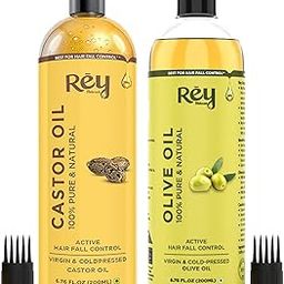 Rey Naturals Virgin Olive Oil & Castor Oil For Nourished Scalp, Hairfall Control & Hair Growth (Jaitun Oil, Arandi Oil) 200ml Each | Cold Pressed Oil For Skin, Face Massage, Eyebrow, Eyelashes-image-100
