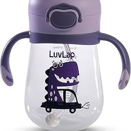 LuvLap Baby Bite Resistant Soft Silicone Straw Sipper Cup with Handle, with Weighted Straw, Sippy Cup with Anti Spill Lock, BPA Free, 6m+, 300 ml, Purple-image-72