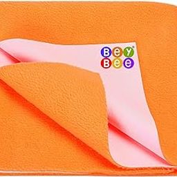 BeyBee Waterproof Quick Dry Sheet for Baby| Bed Pad Anti-Piling Fleece Extra Absorbent Washable Matress Protector| Baby Bed Protector Sheet for Toddler Children, Large Size, 140x100cm, Peach-image-71