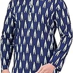 Men's Ikkat 100% Cotton Block Printed Knee Length Kurta-image-60