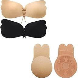 Invisible Nipple Covers, Breast Lift Pasties Silicone Sticky Bra, Backless Strapless Reusable Push Up Breast Lift Nipple Covers for Women(Multicolor)-34
