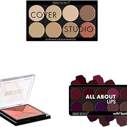 Swiss Beauty Ultra Base Concealer Palette, Face Make Up, Multicolor 02, 16 g & Baked Blusher & Highlighter -01 Sb-806, Shades & Matte Lip Palette - Sb-210 Shade-03, Shades, 10 g, Multicolour-image-42